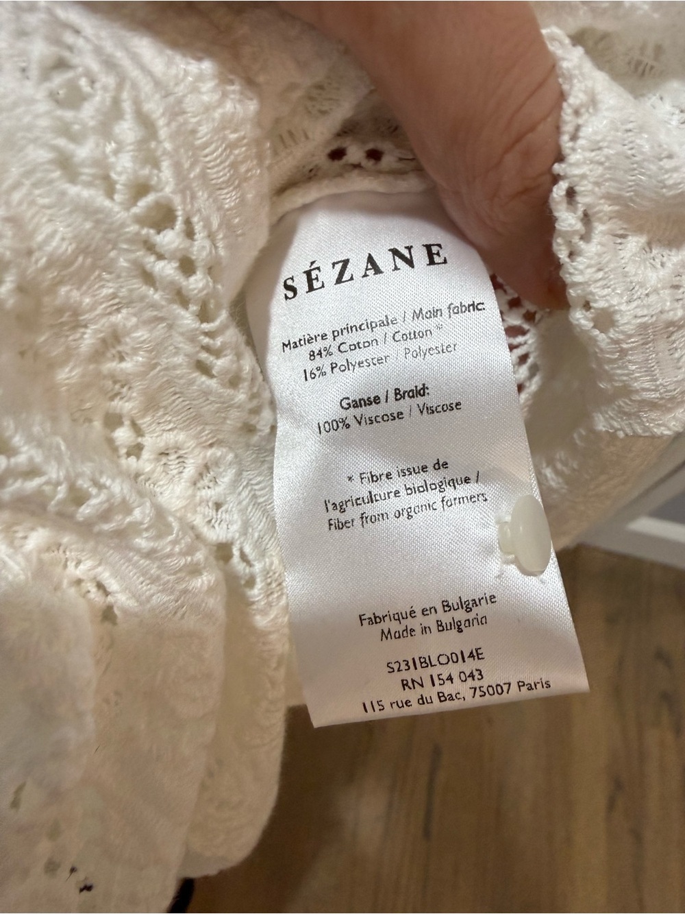 Sezane *NEW* Eglantine Ecru Guipure Blouse Size 40 US 8 - Picture 7 of 7